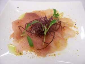 The original photo of Albacore and Hamachi sashimi taken on a BlackBerry Bold